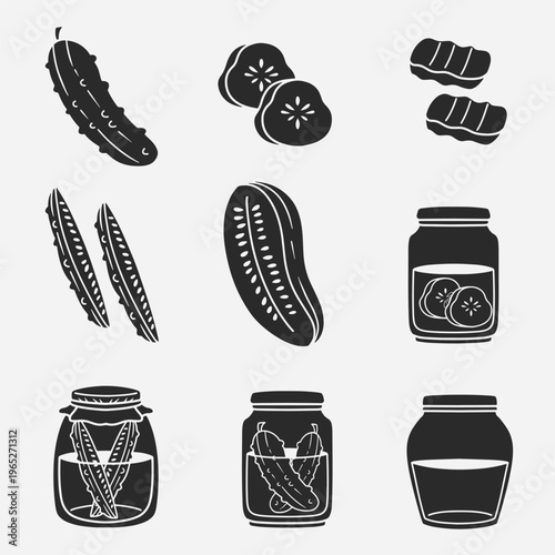 set of pickle good for icon, symbol, element design, silhouette design, etc