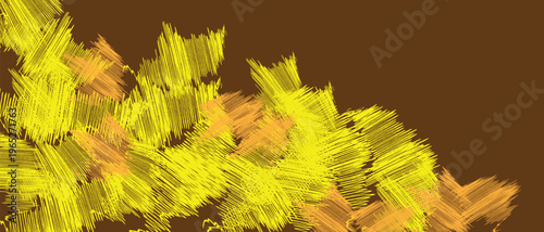 Abstract Yellow Brush Stroke on Brown Grunge Background