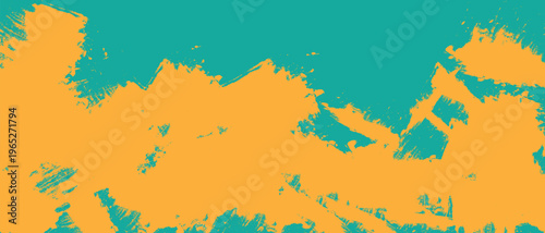 Abstract Teal and Orange Grunge Paint Background