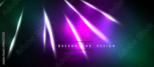 Abstract neon lights create dynamic visual effect. Dark background emphasizes vibrant colors, modern design element.