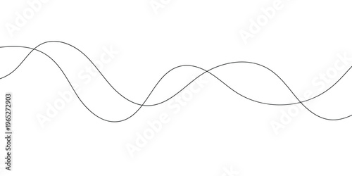 Thin wavy line abstract background. Wavy line horizontal divider outline minimalist background. Abstract black lines wave curve .Vector Illustration.with white background EPS 10