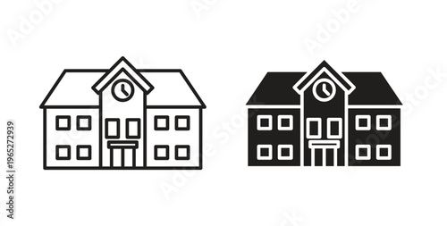 Campus icon line style collection. Simple black solid icons