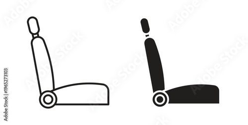 Car seat icon line style collection. Simple black solid icons