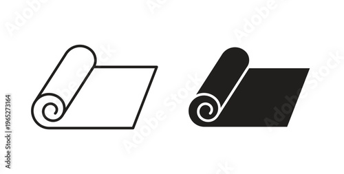 Carpet roll icon line style collection. Simple black solid icons
