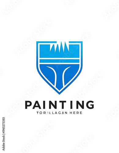 Free Download Blue brush icon within shield, below reads 