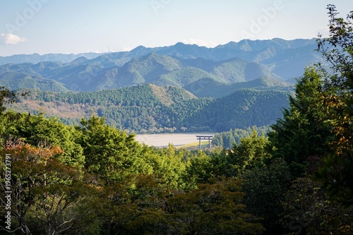 Large Torii Gate in Green Valley - Hongu, Japan