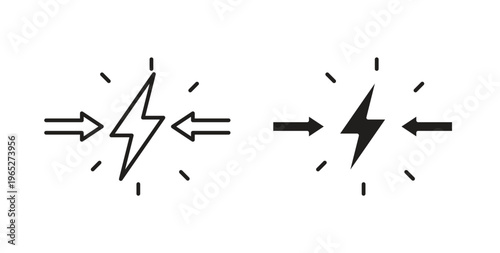 Conflict icon line style collection. Simple black solid icons