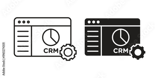 CRM icon line style collection. Simple black solid icons