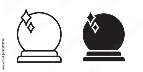 Crystal ball icon line style collection. Simple black solid icons