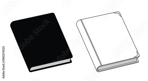 Two books one black and one white depicted in a simple line art style