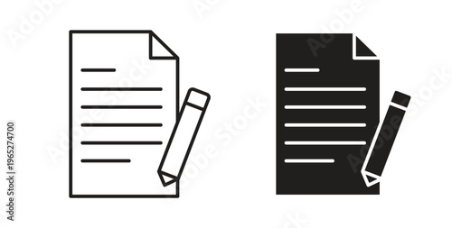 Declarations icon line style collection. Simple black solid icons