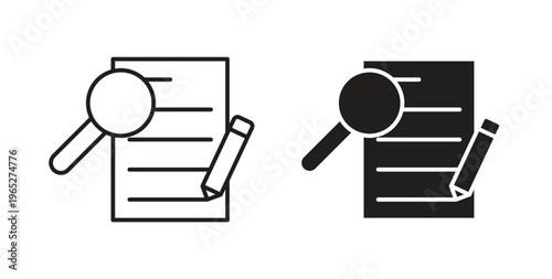 Defining icon line style collection. Simple black solid icons