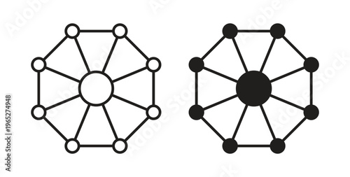 Dependency icon line style collection. Simple black solid icons