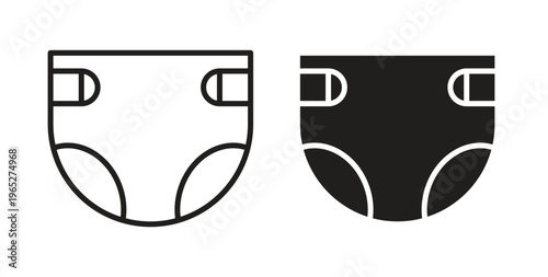 diaper icon line style collection. Simple black solid icons
