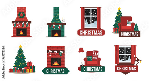 Christmas Themed Objects Collection Festive Decorations.