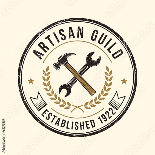 Artisan Guild Established 1922 Emblem with Tools.