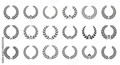 Collection of Laurel Wreath Icons and Symbols.