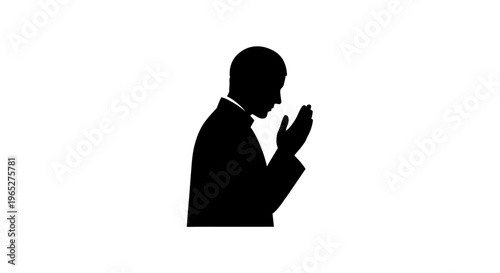 Eid ul Adha eid Praying man silhouette, black silhouette, religious icon, vector illustration isolated on White Background vector