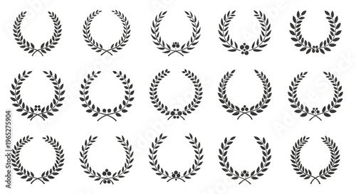 Collection of Laurel Wreath Icons and Symbols.