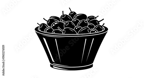 Eid ul Adha eid Black cherries, cherry bowl, fruit illustration, vector graphics isolated on White Background vector