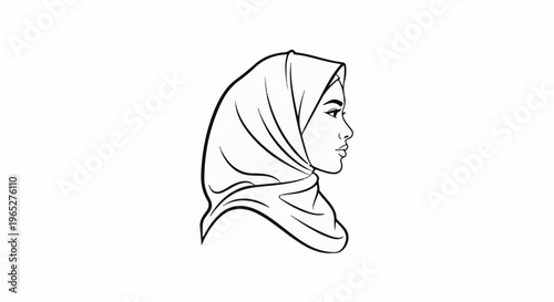 Profile illustration of a woman wearing a hijab