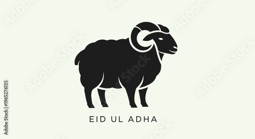 Eid ul Adha eid Eid Ul Adha, Ram, Sheep, Islamic Holiday, Black Icon, Vector Graphic isolated on White Background vector