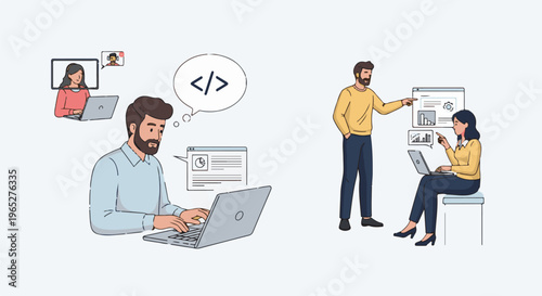 Remote collaboration and coding discussions among colleagues