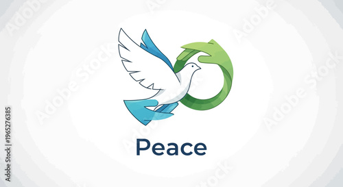 Dove of Peace Symbol with Green Infinity Loop.