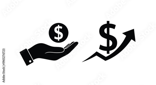 Money growth and financial gain a hand and an upward trend