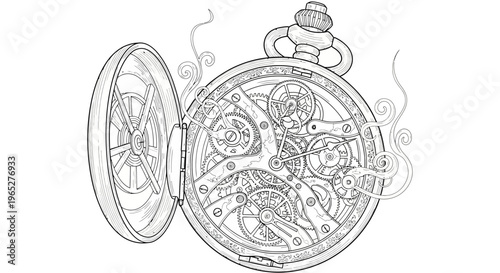 Open pocket watch with mechanical gears.