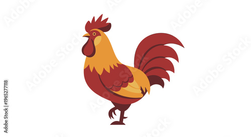 Vibrant Rooster Cartoon Illustration Closeup.