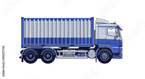 Large blue truck with trailer.