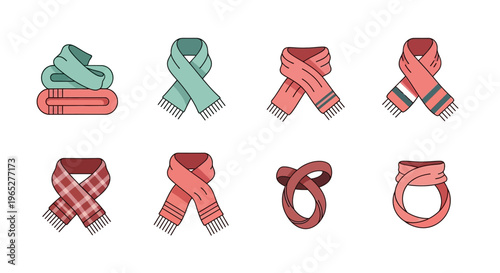 Collection of Winter Scarves in Various Styles and Colors.
