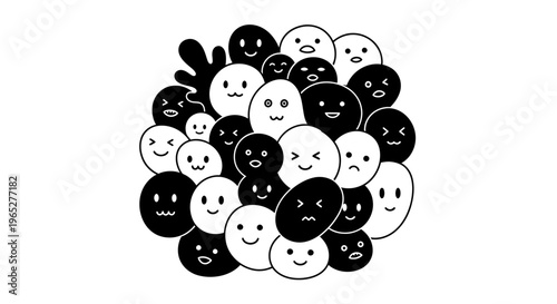 Black and white smiley faces icons.