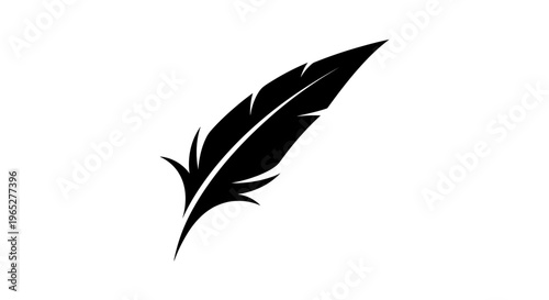 Black feather icon graphic design element.