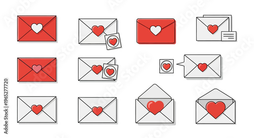 Collection of Valentine Envelopes with Hearts.