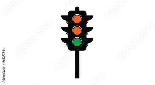A simple graphic illustration of a traffic light showing all three colors