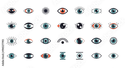 Collection of Diverse Eye Icons and Symbols.