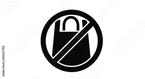 No plastic bags allowed a prohibition symbol featuring a shopping bag