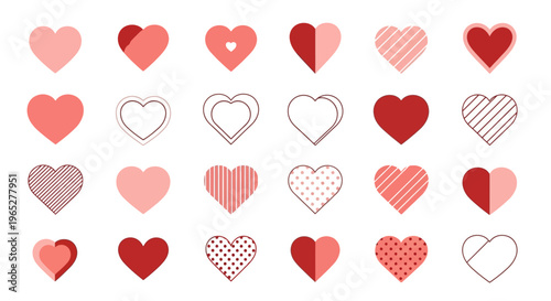 Collection of Diverse Heart Shapes and Patterns.