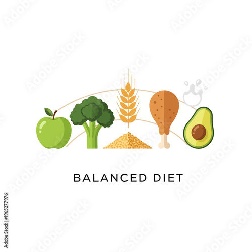 Healthy Balanced Diet Food Choices Illustration.