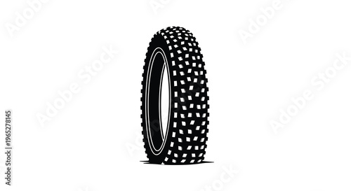 Black and white illustration of a fat bike tire with a textured tread