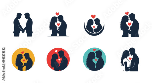Couple Silhouettes Expressing Love and Affection.