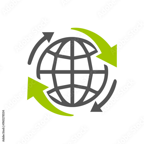 Modern Flat Global Circulation With Arrow Around World Icon Symbol