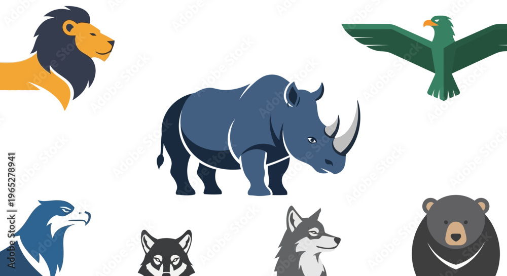 Obraz premium Collection of Diverse Wild Animal Illustrations.