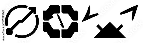 Git merge icon set with solid black arrow icon crisp edges on clean white background featuring git, branch, merge with vector and line art