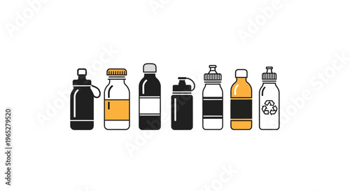 Collection of Diverse Beverage Bottles and Containers.
