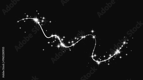 Silver glittering confetti wave and stardust