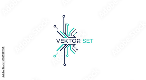 Abstract digital circuit board design with Vektor Set text.