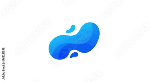 Abstract Blue Fluid Blob Shape Organic Form.